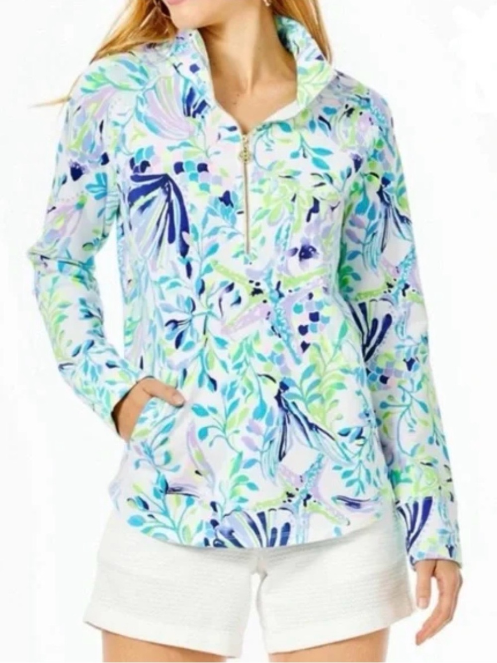 Lilly Pulitzer Skipper Popover Small Multicolor Pullover Shell Beach Half Zip